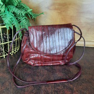 Vtg 70s burgundy eel leather bag - Sunco brand